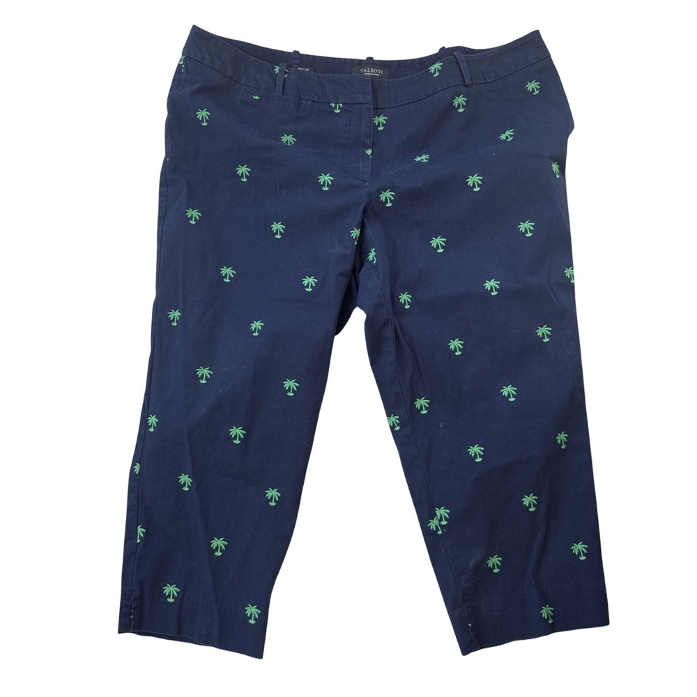 Talbots Navy & Green Palm Tree Heritage Pant Women's Chino 18P
